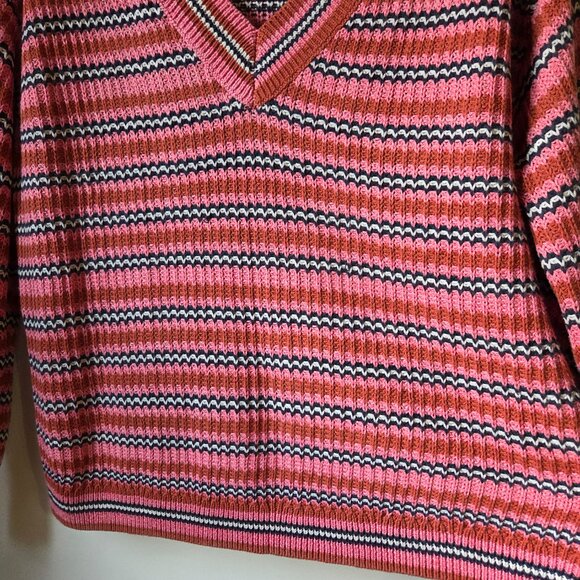 EUC LIKE NEW NIC + ZOE STRIPED V NECK COTTON BLEND SWEATER SIZE XL - Picture 9 of 15